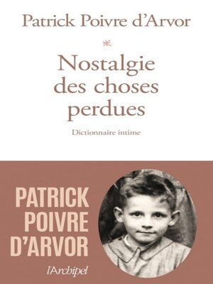 cover image of Nostalgie des choses perdues--Dictionnaire intime